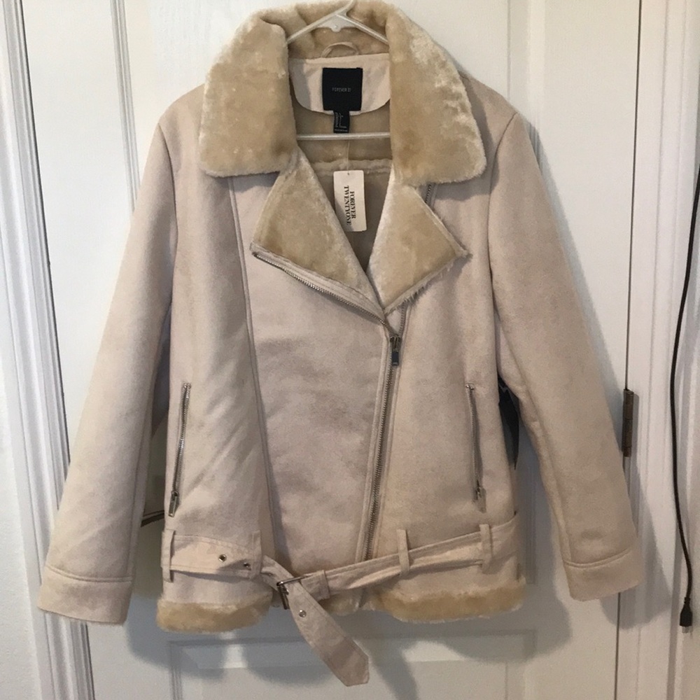 Brand new forever 21 furry biker coat